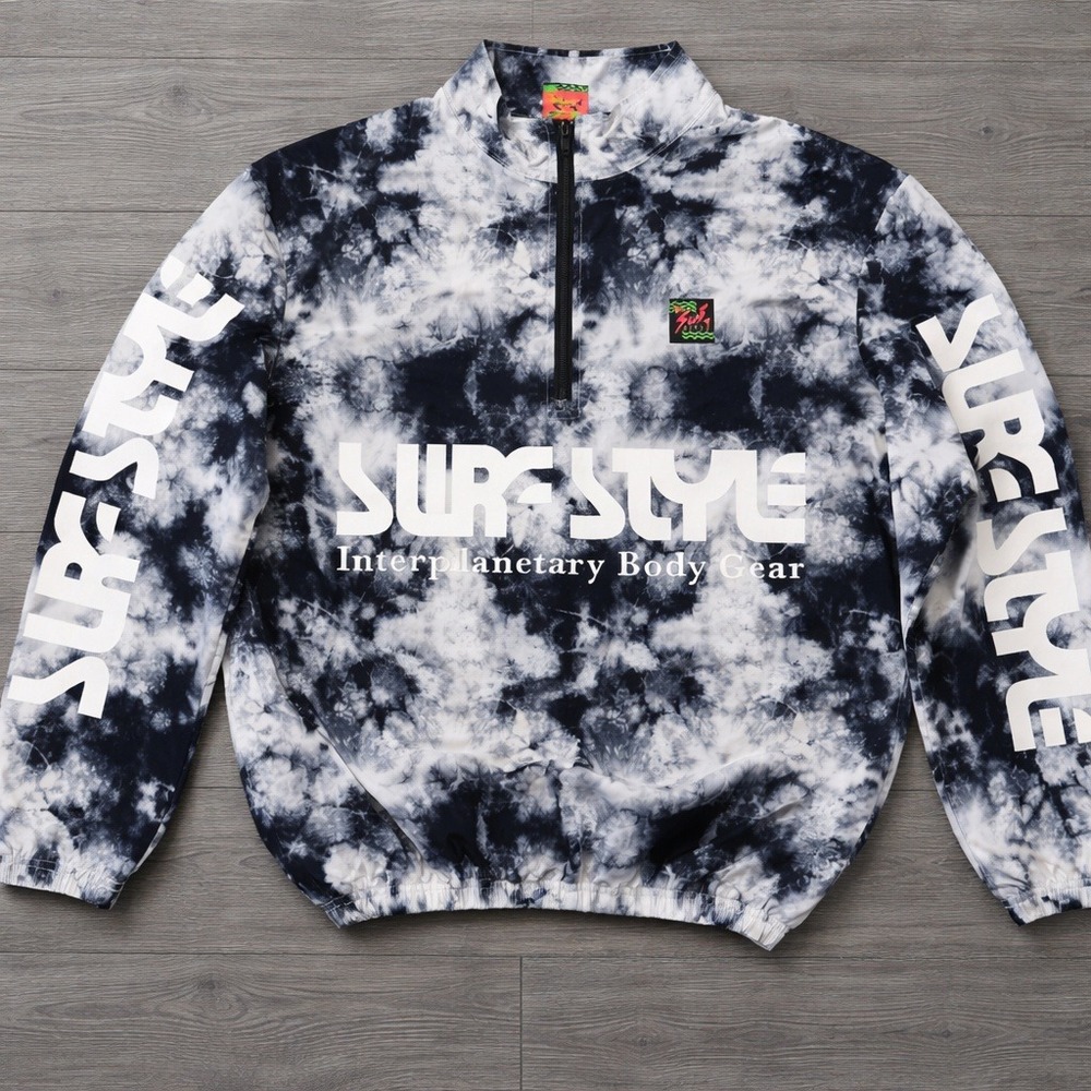 Surf Style Windbreaker Jacket Tie Dye Spellout Logo Mens Medium VTG